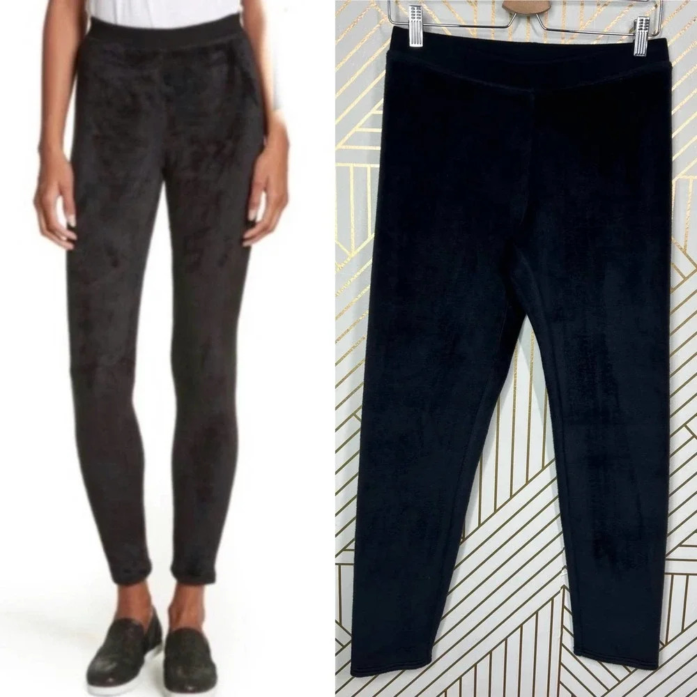 ATM Anthony Thomas Melillo Black High Rise Velour Leggings‎ Size Large